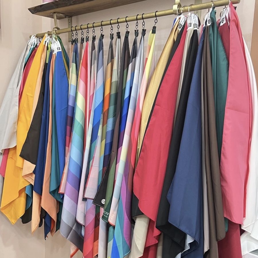 A wall of professional color drapes